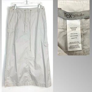 Tex by Max Azria Gray Cotton Cargo Maxi Skirt Sz 6